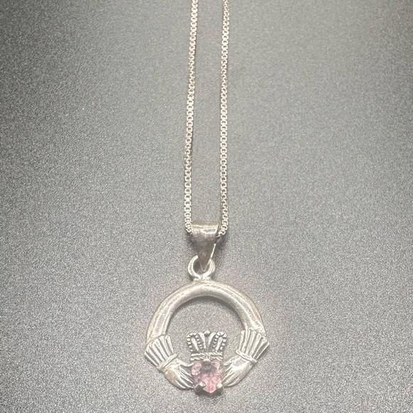 Sterling Silver Claddagh 18” Necklace - Picture 2 of 10
